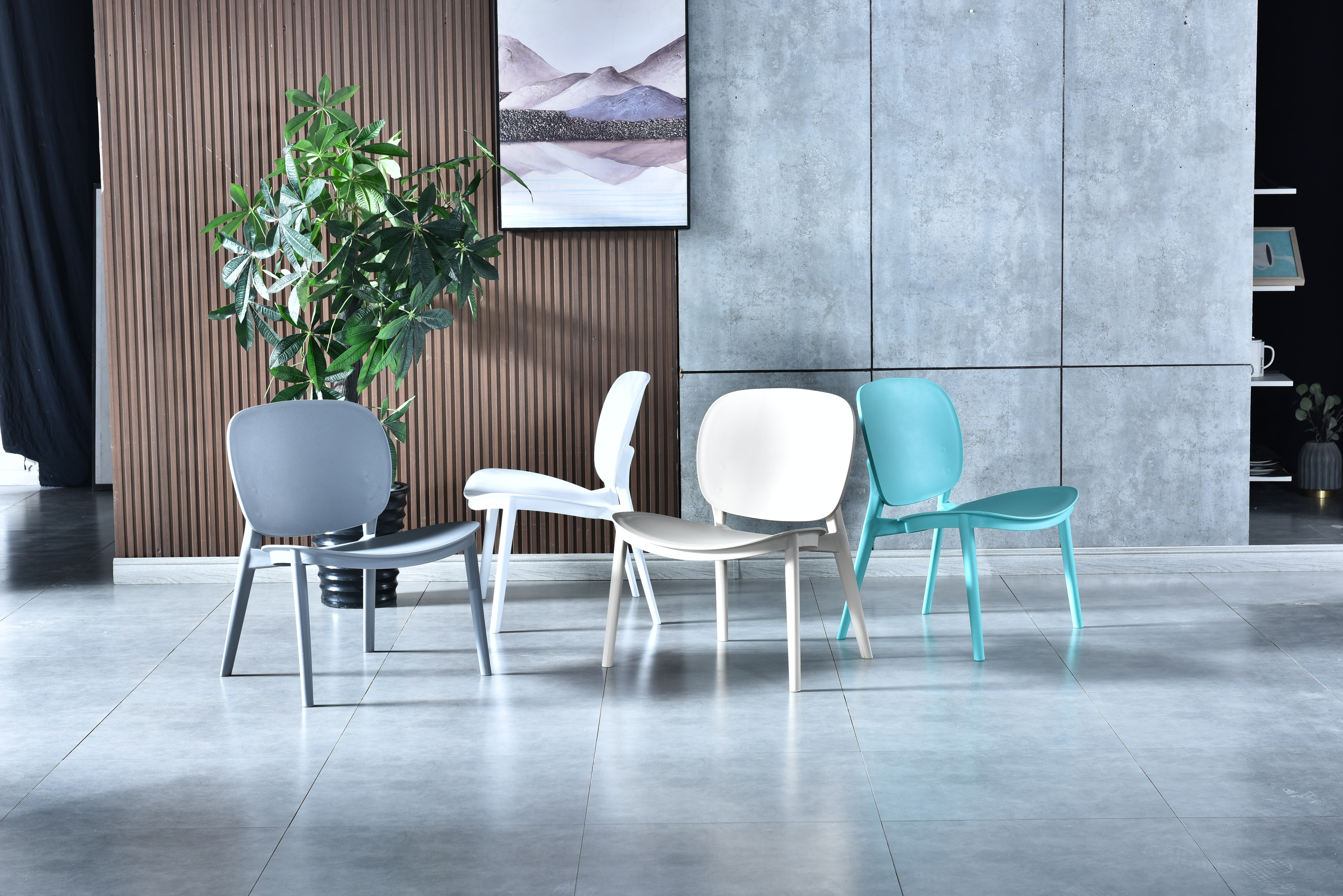 High Quality Mid Century Space Saver Cafe Chairs Restaurant Plastic Dining Chair Shell Lounge Chair