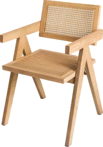 Natural Color Rattan Easy Chair Wood Rattan Vintage Armchair Dining Chair Coffee Chair For Hotel Restaurant Balcony