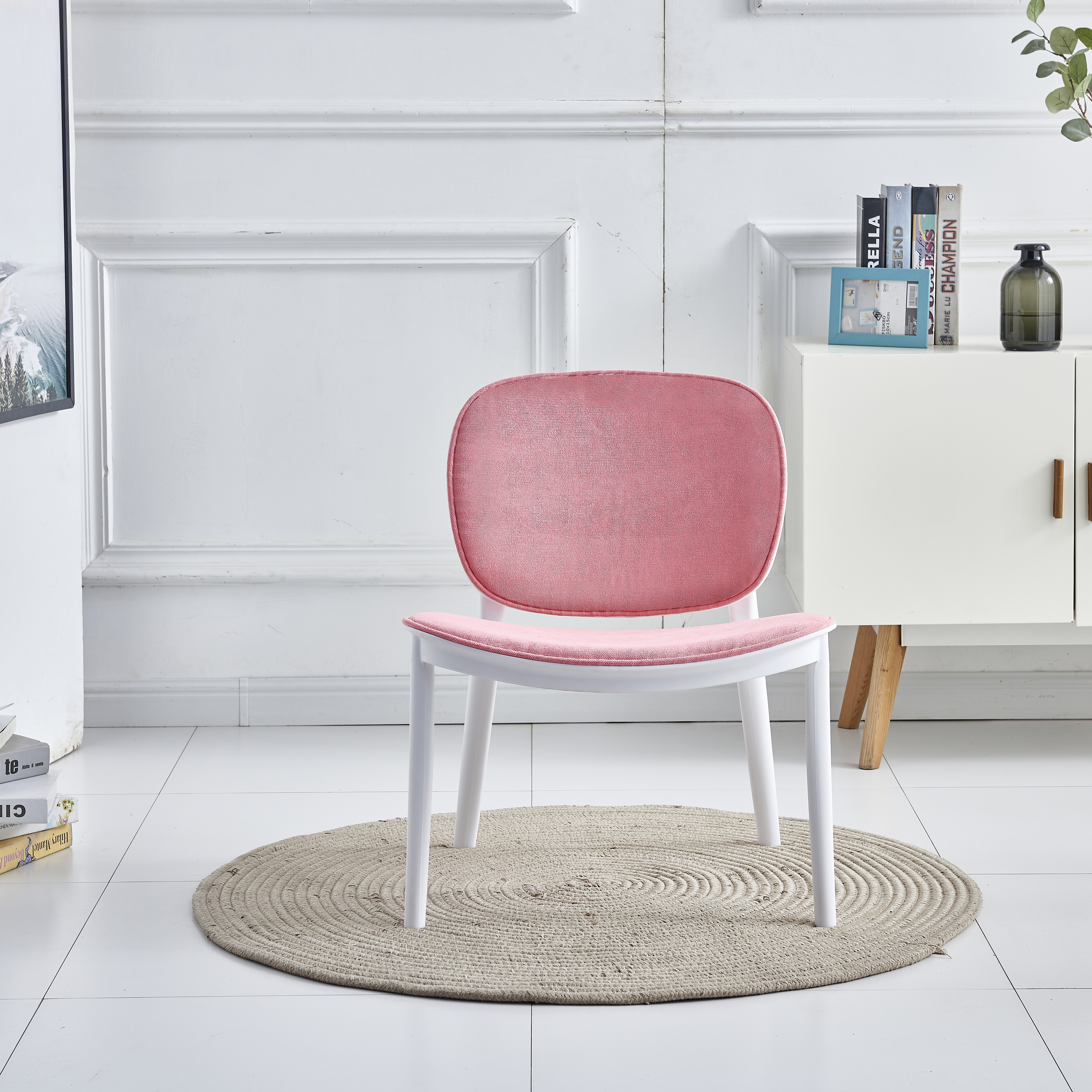Elegant Fancy Plastic Home Furniture Dining Room Chairs Modern Low Legged Resin Chair with Cushion