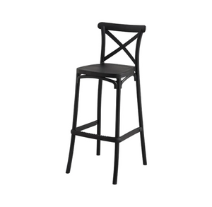 Modern New Design Outdoor Plastic Stackable Dining Chairs Resin Bar Chair High Stool Dining Chair Cross Back High Chair