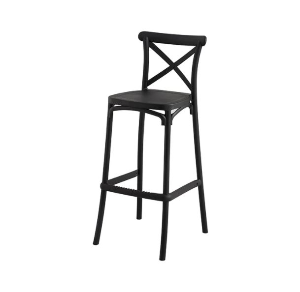 Modern New Design Outdoor Plastic Stackable Dining Chairs Resin Bar Chair High Stool Dining Chair Cross Back High Chair