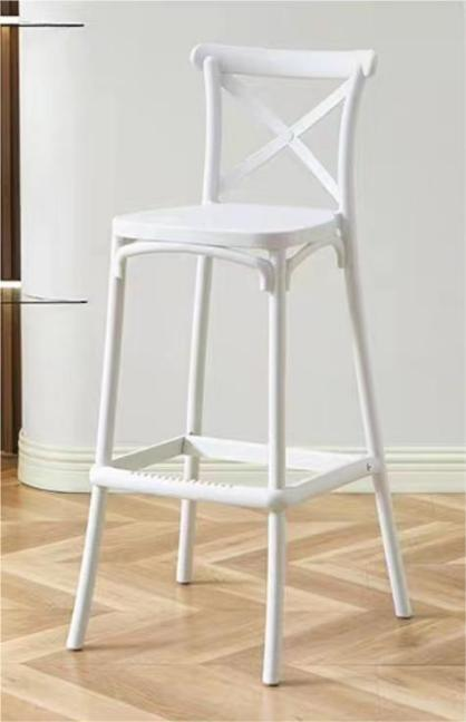 Modern New Design Outdoor Plastic Stackable Dining Chairs Resin Bar Chair High Stool Dining Chair Cross Back High Chair