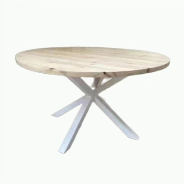 Dining Room Furniture Household Coffee Table Iron Frame Round Wooden Dining Table Industrial Style Kitchen Dining Table
