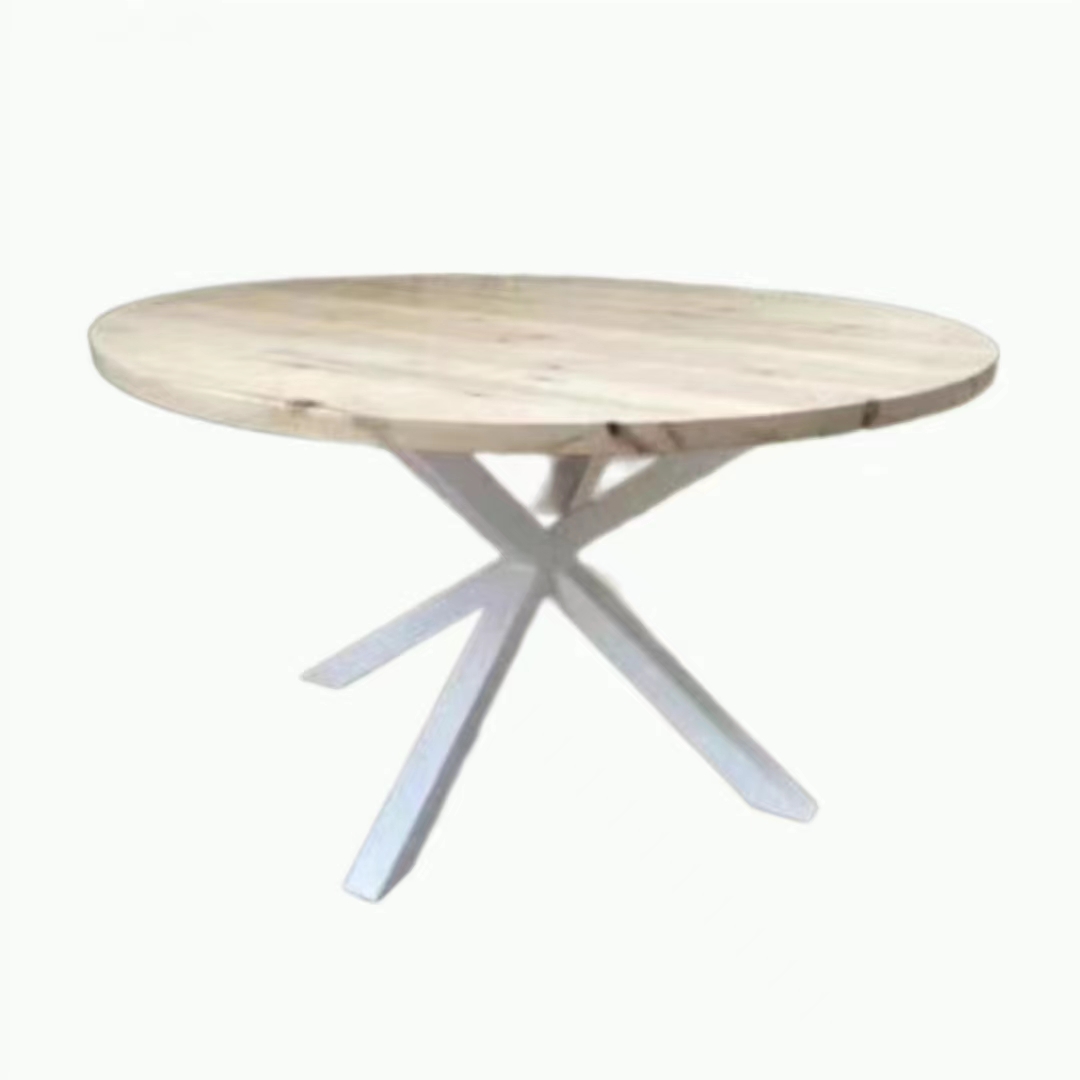 Dining Room Furniture Household Coffee Table Iron Frame Round Wooden Dining Table Industrial Style Kitchen Dining Table