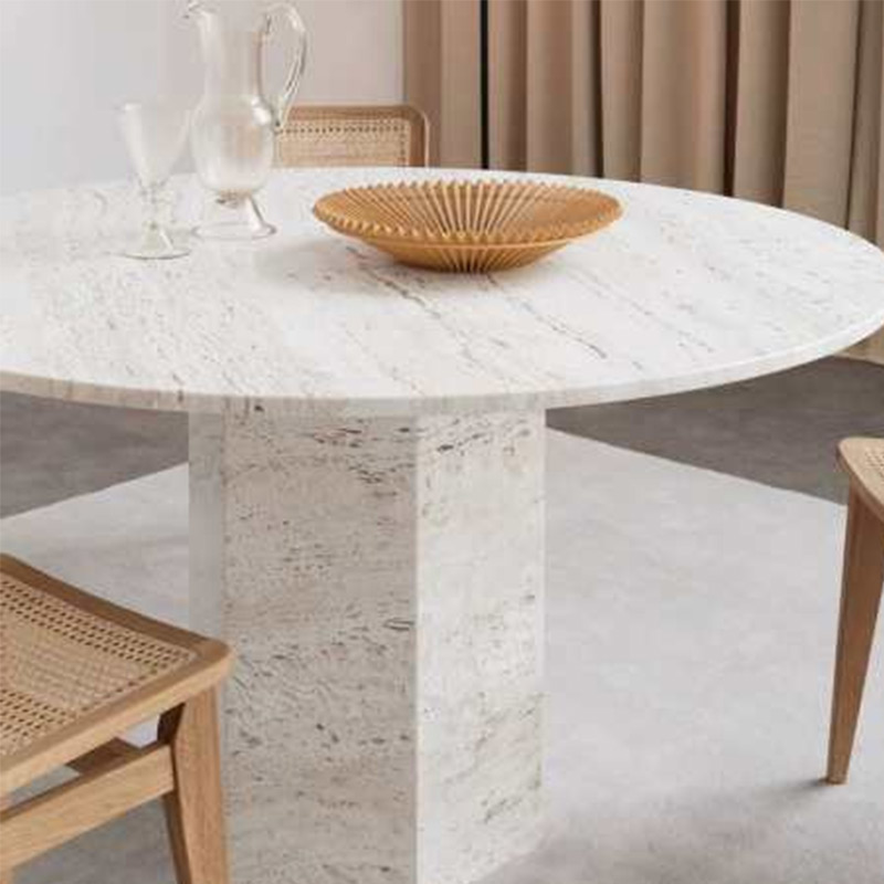 Luxury Natural Travertine Modern Marble Round Dining Table Coffee Table