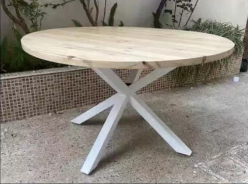 Dining Room Furniture Household Coffee Table Iron Frame Round Wooden Dining Table Industrial Style Kitchen Dining Table