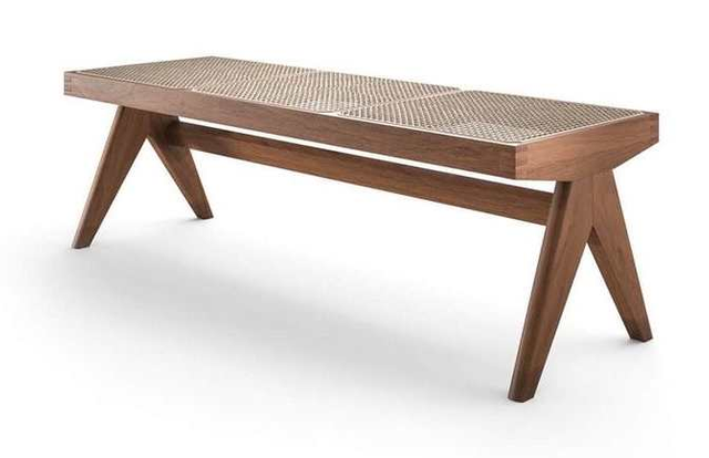 Rattan Bench Low Stool Wood Medieval Style Long Restaurant Bench