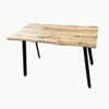 Cheap Restaurant Furniture Dining Tables Rustic Style Wood Dining Table in Black Metal Leg