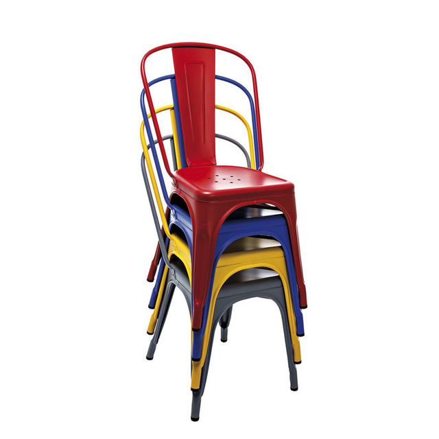 Hot Sale Stackable Event Party Iron Chairs Retro Salon Industrial Restaurant Dining Chair Metal Garden Chair Bar Stool